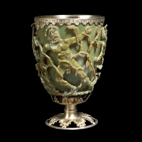 Lycurgus cup green in reflection. 